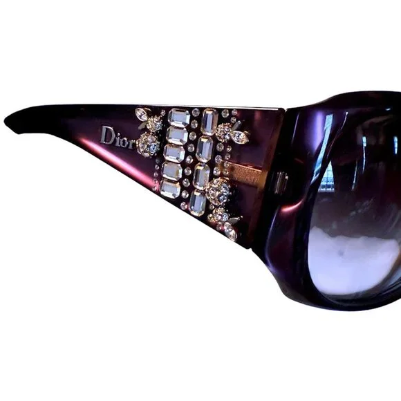 CHRISTIAN DIOR Limited Edition 609-J8 Purple Sun Crystal Silver Gems SUNGLASSES - Picture 7 of 13
